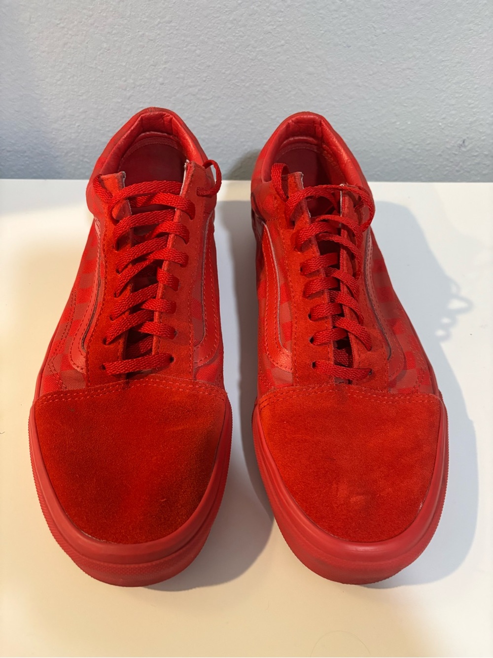 Vans Old Skool Tonal Triple Red Checkerboard Sneakers